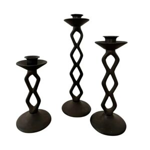 Late 20th century brutalist style candle stick holders, set of 3